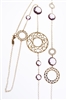 Long, 18k Rose Gold Chain Necklace. Multi-sized, laser cut, Gold rings are like pieces of lace floating in air. The multi-sized, bezel set, faceted Amethyst Gemstones are the perfect neutral.  Wear alone, double or layer with other pieces. Made in Italy