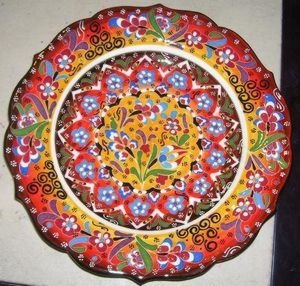 Intricate Red Ceramic Plate