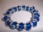 Light Blue Clear Glass Elastic Bracelet - regular size