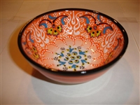 Ceramic Handpainted Bowl Intricate Orange