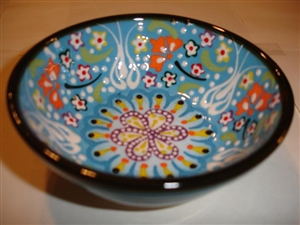 Ceramic Handpainted Bowl Intricate Light Blue