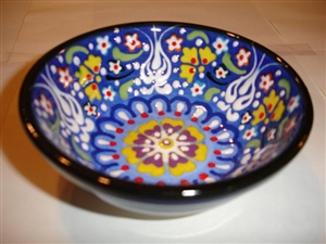 Ceramic Handpainted Bowl Intricate Dark Blue
