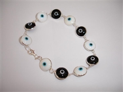 Black & White Painted Silver Bracelet