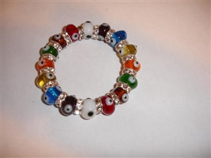 Multi Color Clear Glass Elastic Bracelet - regular size
