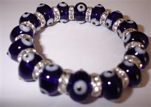 Dark Blue Clear Glass Elastic Bracelet large size