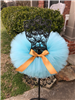 aqua tutu with gold satin bow