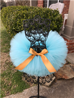 aqua tutu with gold satin bow