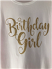 White tank with gold glitter birthday girl