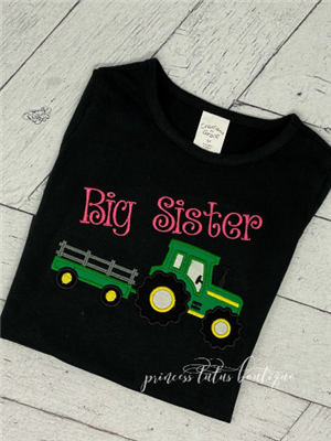 Big Sister tractor and wagon shirt or bodysuit