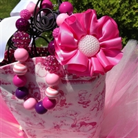Ruffled flower clip accented with a gorgeous pearl in the center