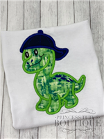 Dinosaur with baseball cap applique