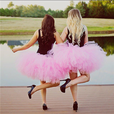 pink dual length tutu with black bow