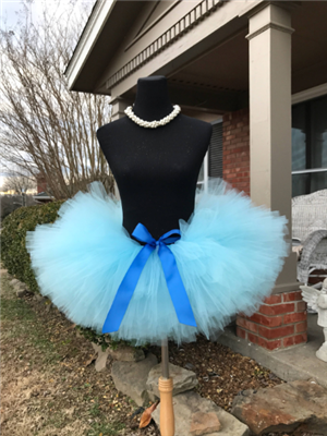 light blue dual length tutu with royal blue bow