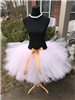 light pink dual length tutu with gold satin bow