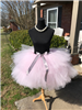 light pink dual length tutu with silver satin bow