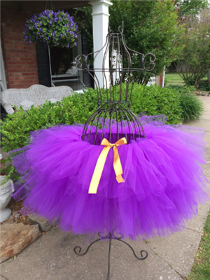 purple dual length tutu with gold satin bow