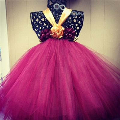 Wine & Old Gold Couture Flower Girl Tutu Dress