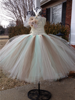 burlap and lace couture mint accents tutu dress