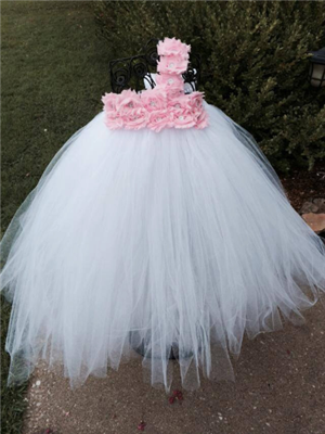 simply white couture tutu dress with light pink accents