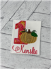 Paisley applique number birthday shirt with gold glitter pumpkin