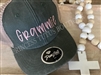 Grammie embroidered olive/tea pony tail hat with pink font