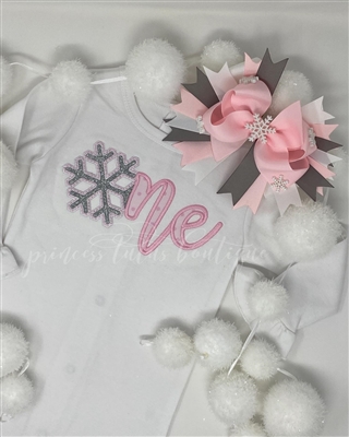 Snowflake first birthday shirt or body suit