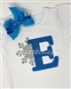 Snowflake initial design on your choice shirt or bodysuit