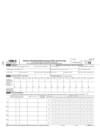 1095-C Employer Provided Health Insurance Offer 500 Sheets