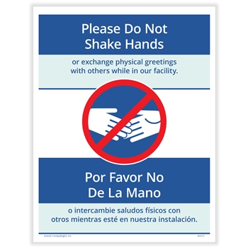 Please Do Not Shake Hands Posting Notice - Bilingual