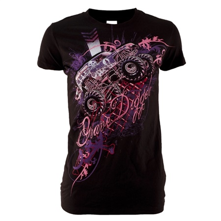 Grave Digger Ladies Collage Black Tee