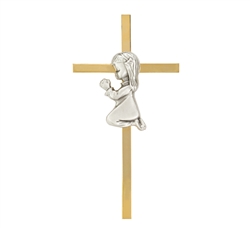 Praying Girl on Cross Applique