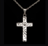 Sterling Silver Floral Pattern Hand Engraved Cross