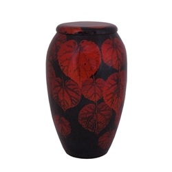 Black/Autumn Leaves-Hand Painted Urn