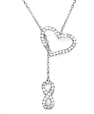 16 inch charming heart and infinity lariat necklace