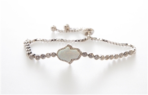 Marvelous Hamsa & White lab created Opal Adjustable Bracelet