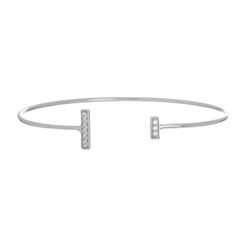 .925 Sterling Silver Asymmetric Bar Cuff