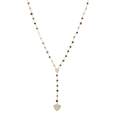 Semi-Precious Gemstone Stone "Y"  Heart Necklace