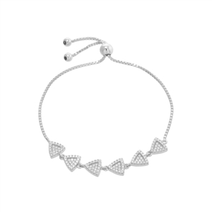 .925 Sterling Silver and CZ Triangle Bracelet