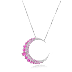 Pink Sapphire Crescent Moon Necklace