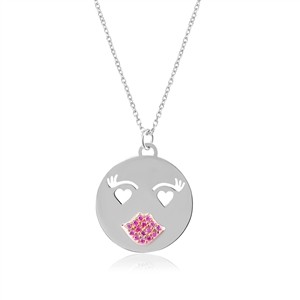 A Cute Pucker Lip Emoji Necklace