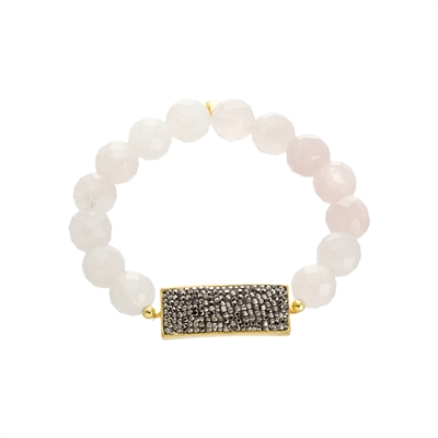 Rose Quartz & Crystal Stretch Bracelet