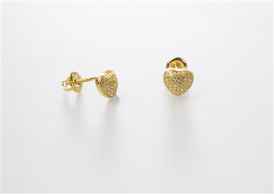 Petite Gold over Silver Stud Heart Earrings