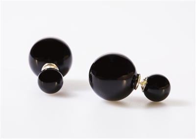 Black Double-Sided Lab Created Pearl Earrings