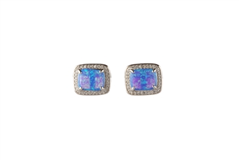 Lab Created Blue Opal Stud Earrings