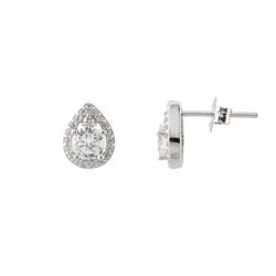 Silver Petite Pear Shaped Stud Earrings