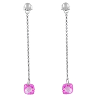 .925 Sterling Silver and Pink CZ Earrings