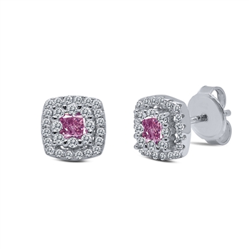 Pink and White Stud Earrings