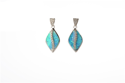 Lab Created Light Blue Opal Earrings