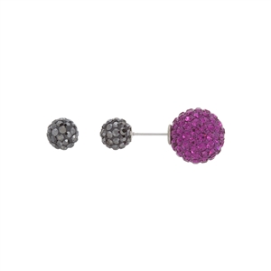 Pink and Dark Gray Double Sided Crystal Earrings