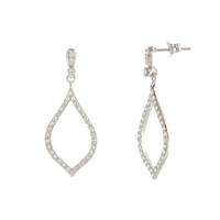 .925 Sterling Silver and CZ Abstract Drop Earrings